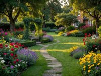 Real photograph of a residential garden landscape